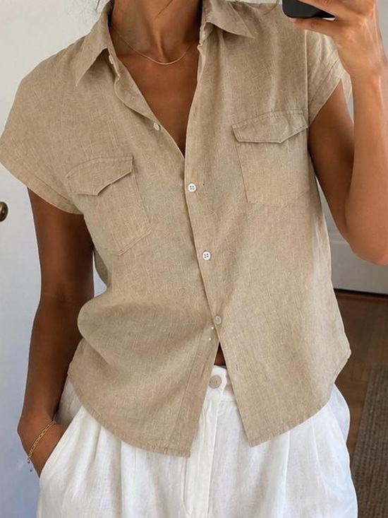 Brooks Brothers Tops - Brooks Brothers Irish Linen Beige Button Up Shirt Women’s Small Coastal